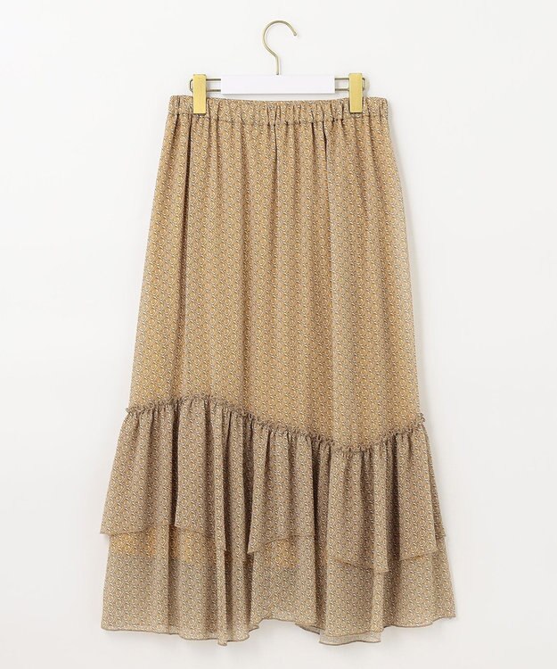 ANY SIS 【洗える】ティアードプリント スカート マスタード系