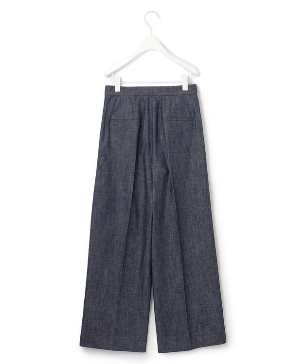 ICB 【洗える】 コットンリアクティブデニム ワイドストレートパンツ インディゴ系