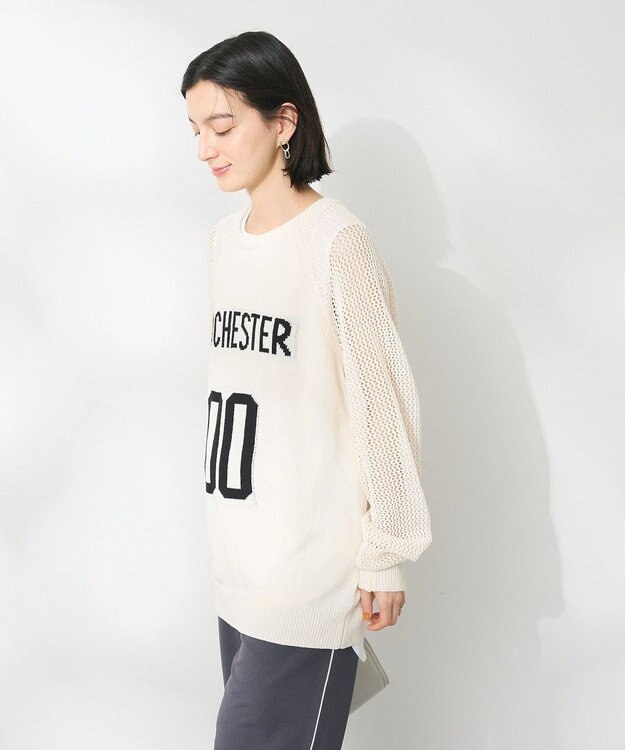 CRAFT STANDARD BOUTIQUE ロゴジャガードメッシュニットプルオーバー Ivory