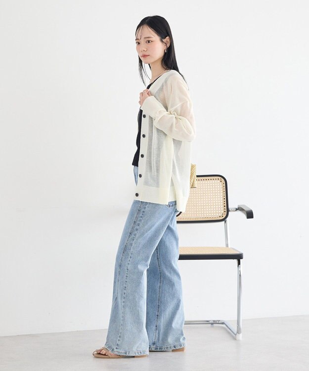 earth music&ecology シアーＶネックカーディガン Off White