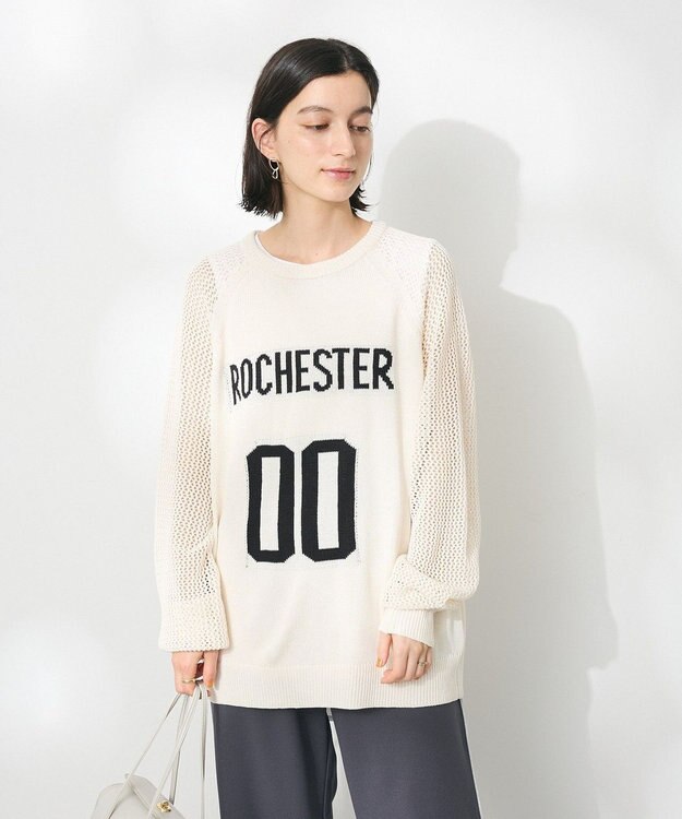 CRAFT STANDARD BOUTIQUE ロゴジャガードメッシュニットプルオーバー Ivory