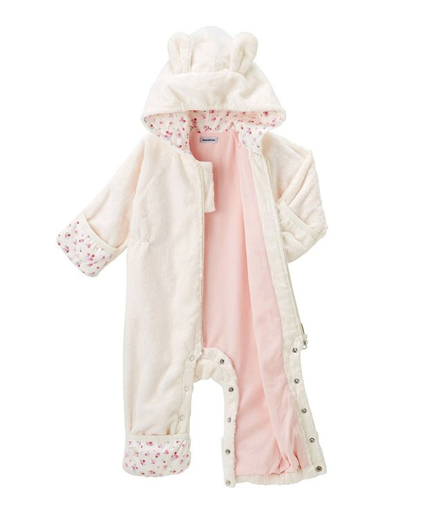 MIKI HOUSE HOT BISCUITS 【ミキハウス】【60-80cm】 マイクロファー カバーオール 白