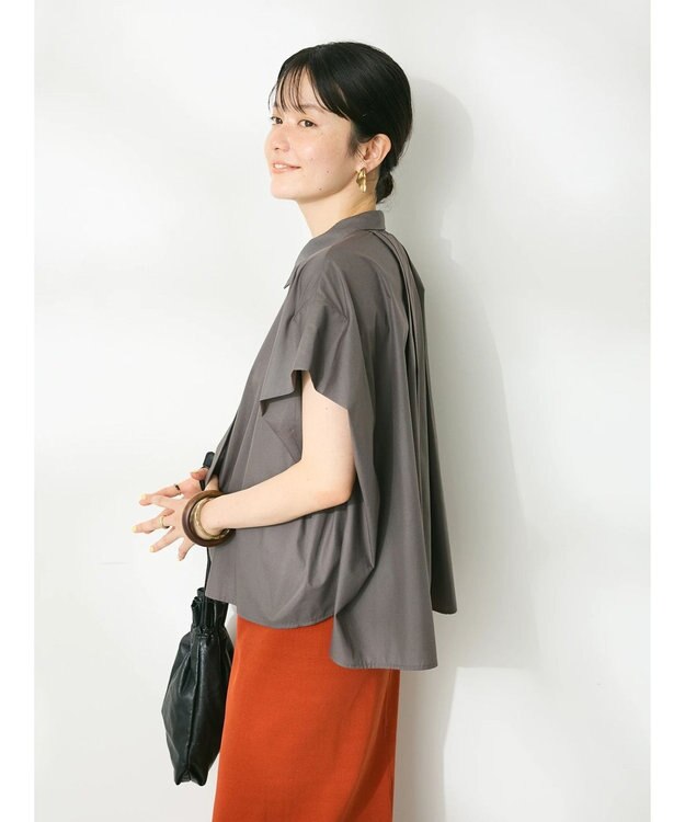 CRAFT STANDARD BOUTIQUE ステンサイドソリッドブラウス Charcoal Gray
