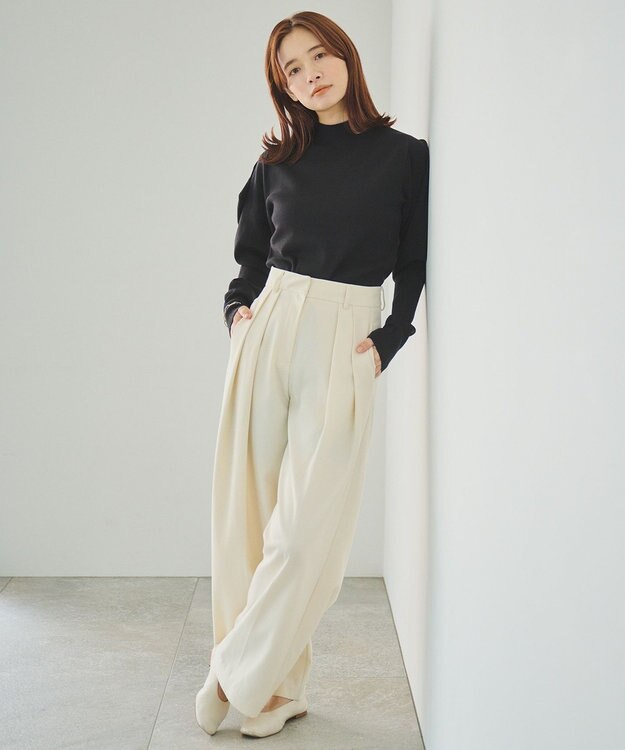 #Newans 【洗える】スクエアショルダーポイントニット ブラック