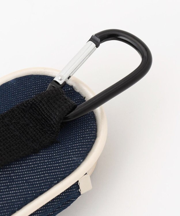 23区GOLF 磁石で開閉【UNISEX】合皮×デニム調ボールポーチ ネイビー系