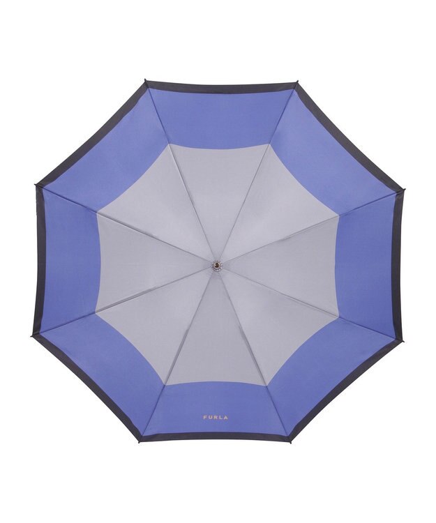MOONBAT FURLA(フルラ) カラーボーダー 折りたたみ傘 大きめ 55cm 日本製 サックスブルー