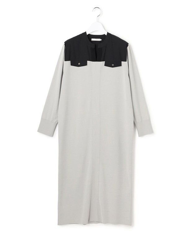 ICB L クリアレーヨンストレッチ ニットワンピース オリーブグレー