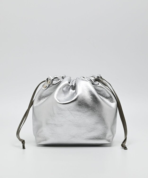 blancle メタリックレザー ドローストリング2wayバッグ SILVER