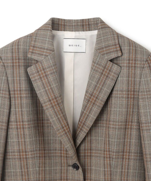 BEIGE， 【Oggi ８月号掲載】SELMA / チェックウールテーラードジャケット Camel × Nude