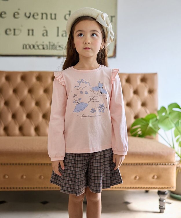 ANY KIDS 【WEB限定】7days プリント 長袖Tシャツ ピンク×バレエ