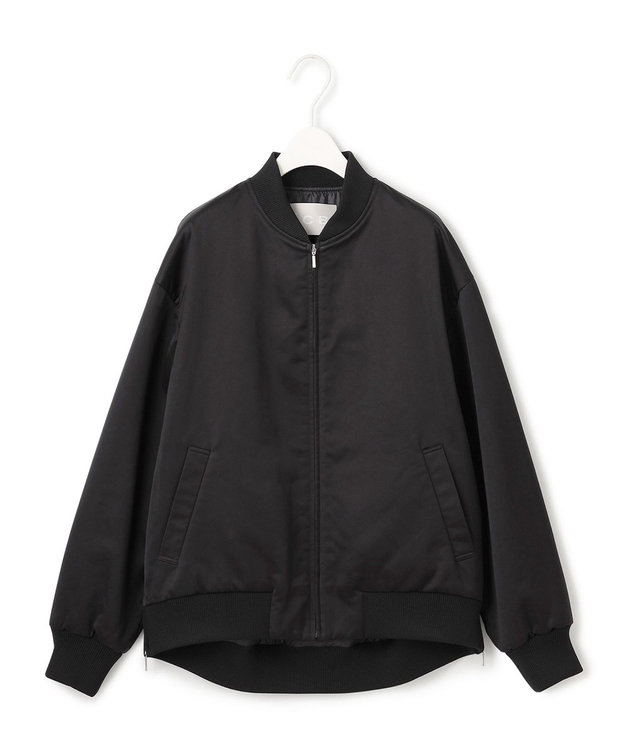 ICB 【洗える】 マットサテン MA-1ブルゾン ブラック系