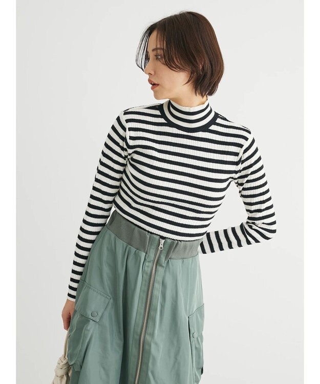 Green Parks ボーダーアソートモックネックニットプルオーバー A