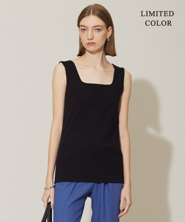 ICB L 【WEB限定カラーあり・洗える】 ブロードステッチリブ タンクトップ ブラック系［WEB限定］