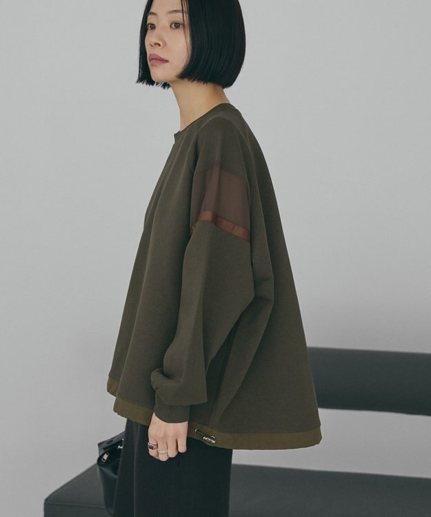 AMERICAN HOLIC 異素材ドロスト配色プルオーバー Khaki