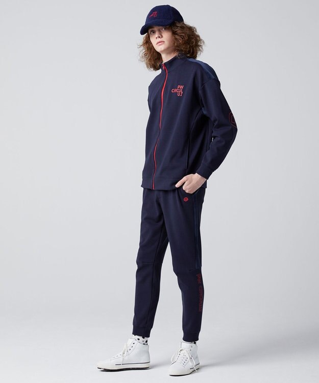 PW CIRCULUS 【MEN】ジャージー スタンド ジップアップ ブルゾン ネイビー系