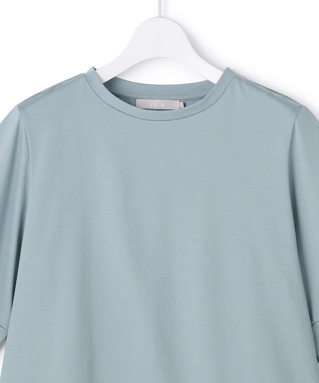 ICB L シャツジーナプレーディング ランタンスリーブカットソー プルシアンブルー