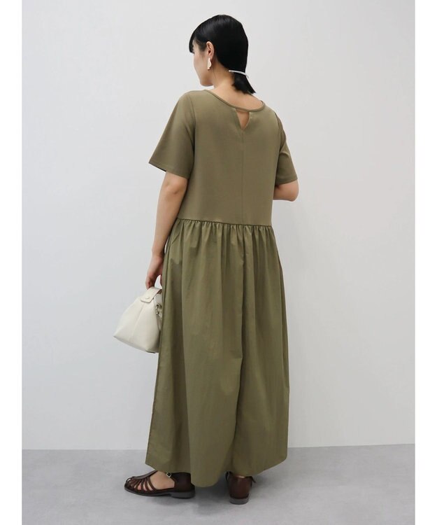 Green Parks Ｂ．ドッキングボリュームギャザーワンピース Black