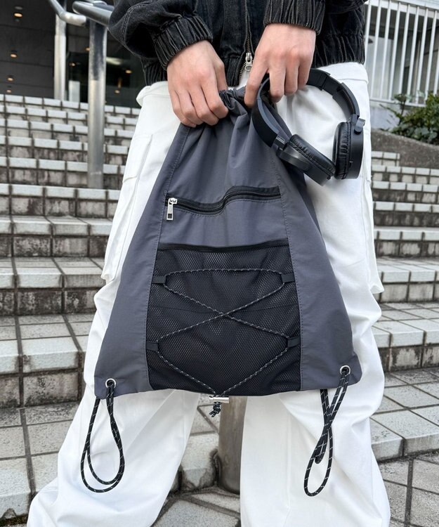 WEGO 【ユニセックス着用ITEM】コードデザインナップサック グレー