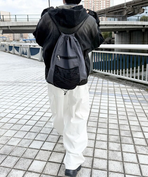 WEGO 【ユニセックス着用ITEM】コードデザインナップサック グレー