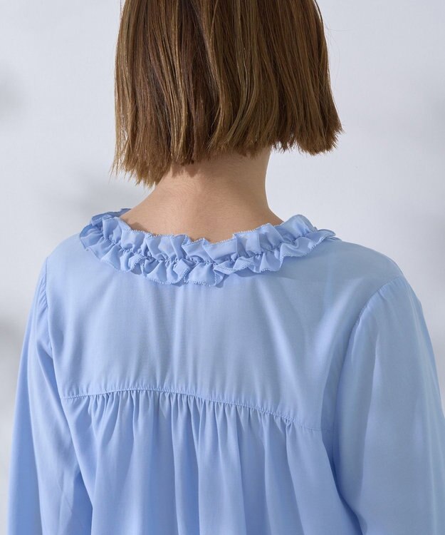 YECCA VECCA フリルVネックブラウス Blue