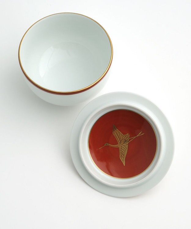 たち吉 【たち吉】瑞鶴お茶呑茶碗〈５客〉波佐見焼 ホワイト×レッド