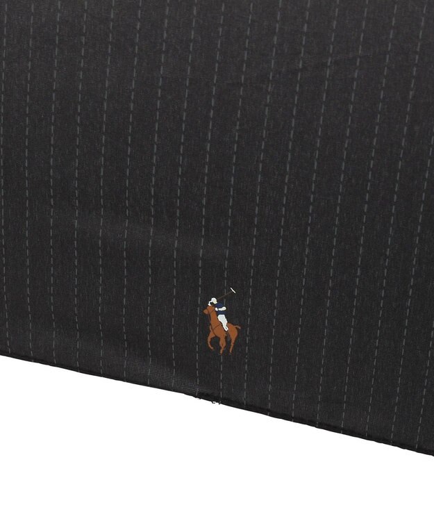 MOONBAT 【自動開閉】POLO RALPH LAUREN 折りたたみ傘  メンズ ストライプ ワンポイント刺繍 大きめ60cm ブラック