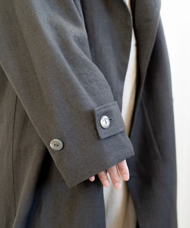 muuc 〈軽やかな尾州産リネンウール〉ショールカラーコート　ロングシーズン 秋冬春 ゆったりシルエット セットアップ可能 ブラウン