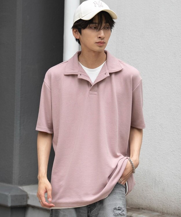 WEGO 【ユニセックス着用ITEM】フェイクレイヤードニットポロシャツ（SS） ピンク