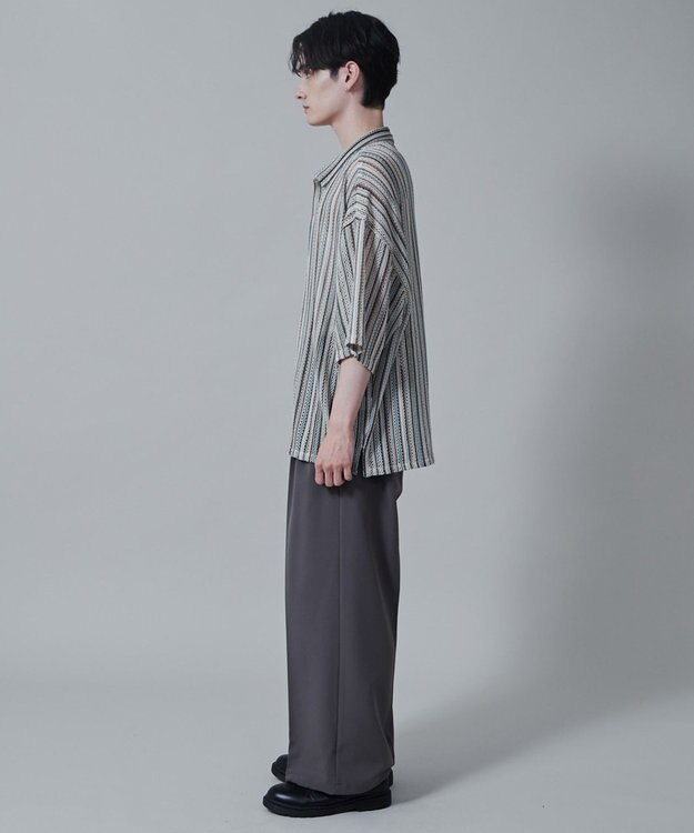 WEGO ストライプメッシュBIGシャツ（S） 柄1