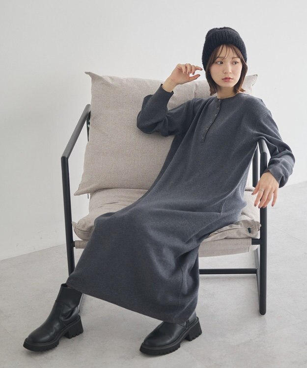 earth music&ecology ソウバリヘンリーニットワンピース Charcoal Gray