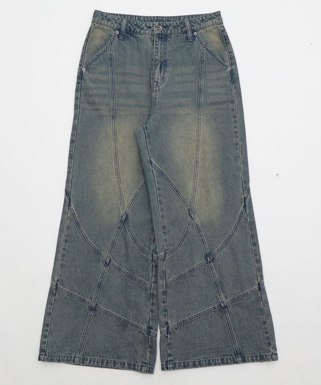 WEGO 【ユニセックス着用ITEM】スウィッチングフレアデニムパンツ デニム中濃加工色