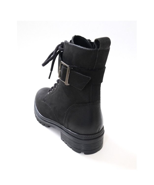 Pointer 本革 足首ベルトレースアップブーツ ブラック