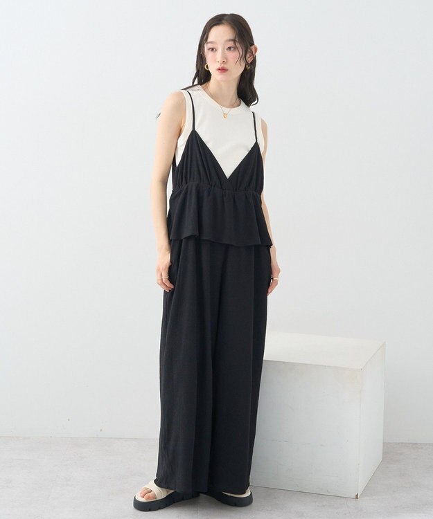 earth music&ecology ペプラムロンパース Black