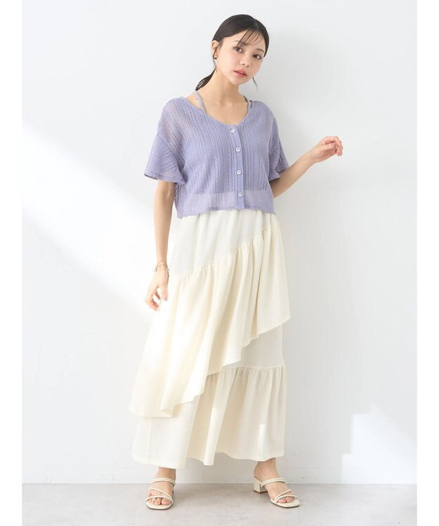 earth music&ecology カットティアードスカート Ivory