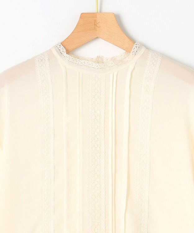 組曲 L 【洗える】シフォンツイルレース ブラウス アイボリー系