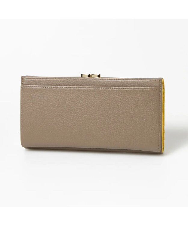 UNBILLION perche カラーコンビレザーかぶせ外がま口長財布 オーク