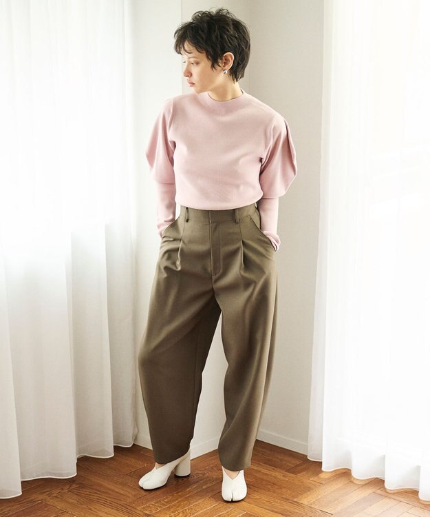 #Newans 【洗える】スクエアショルダーポイントニット ピンク