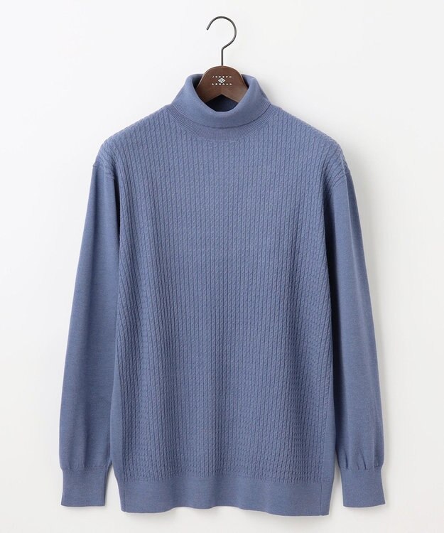 JOSEPH ABBOUD 【キングサイズ・洗える/チクチクしない/3シーズン対応】SNOWY タートルネック ニット サックスブルー系