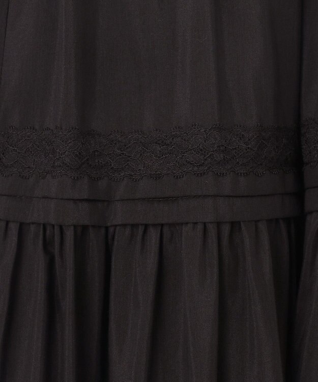 GRACE CONTINENTAL ギャザーレースロングスカート ブラック