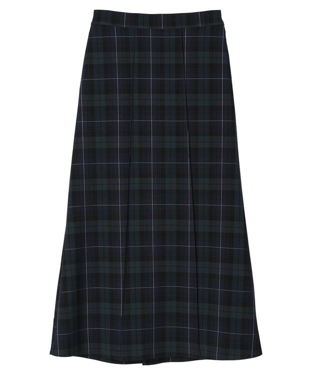 Green Parks きれいシルエットチェック裾フレアスカート Check Navy