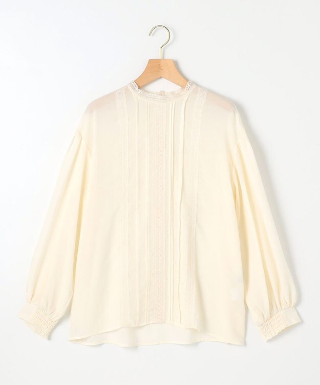 組曲 L 【洗える】シフォンツイルレース ブラウス アイボリー系