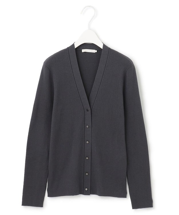 ICB 【洗える】 コンパクトリブ カーディガン チャコール系