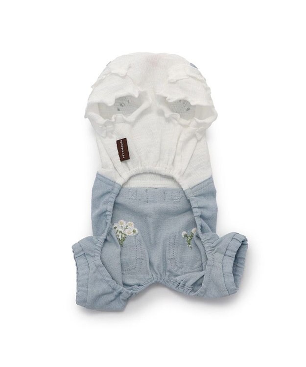 PET PARADISE ペットパラダイス パンツつなぎ 《 花 刺繍》 小型犬 ホワイト