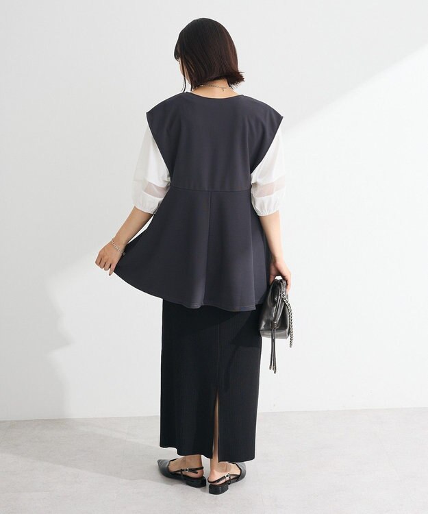 Green Parks リップルフレアベスト Charcoal Gray