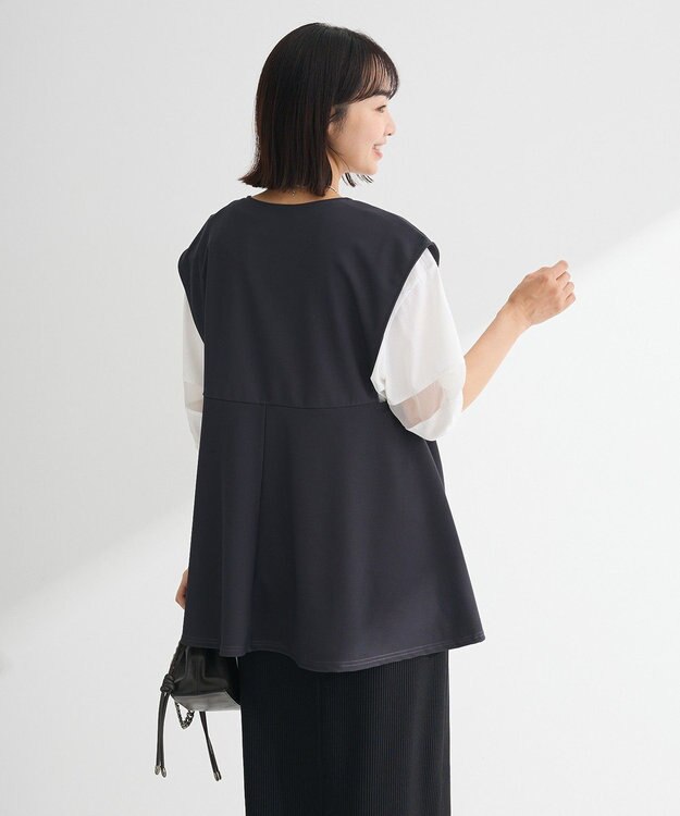 Green Parks リップルフレアベスト Charcoal Gray