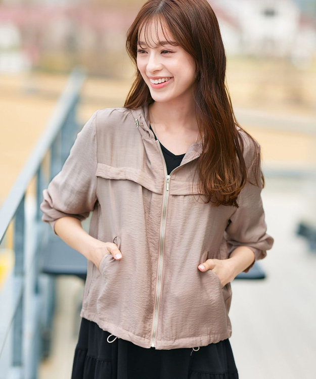 Tiaclasse シアーフードパーカー ベージュ