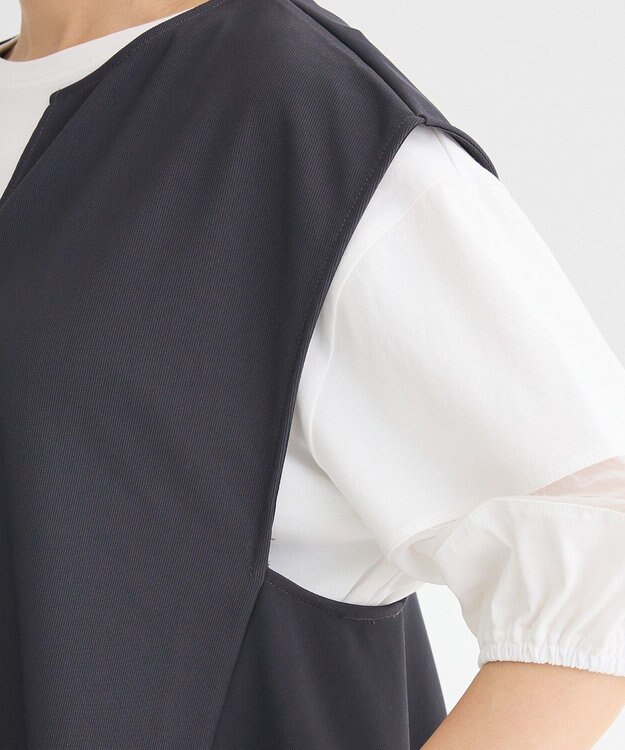 Green Parks リップルフレアベスト Charcoal Gray