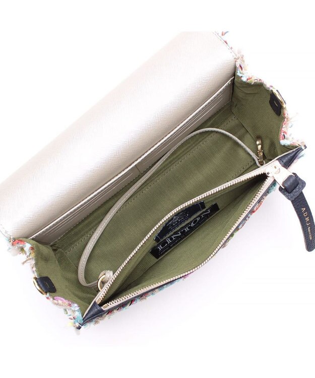 A.D.M.J. ファンシーツイードクラッチショルダー BLUE MULTI/NAVY