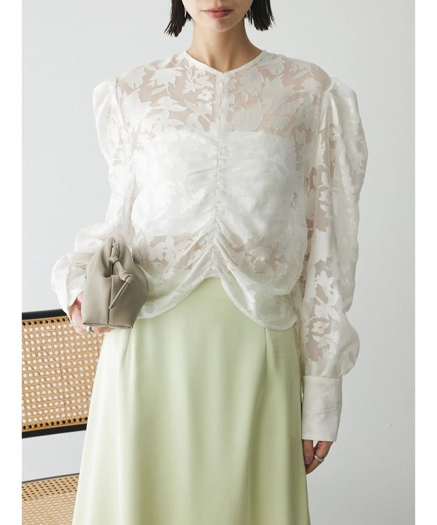 Green Parks AnriettMusee 花柄オパールシャーリングブラウス Off White