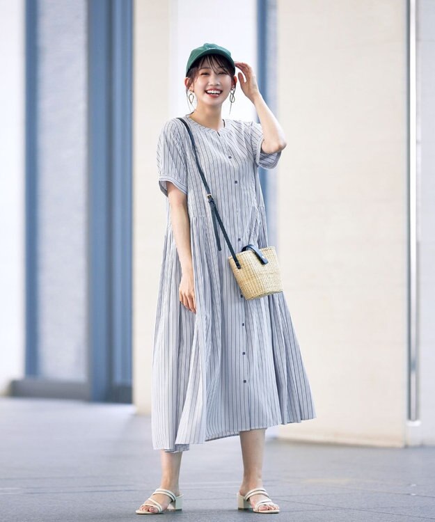 Tiaclasse 【洗える】サイドタックスキッパーシャツワンピース ネイビー